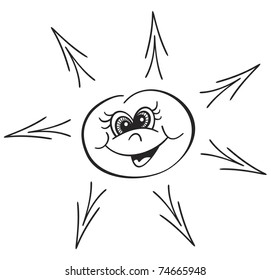 Einfache Sonnenskizze im Tätowierungsstil