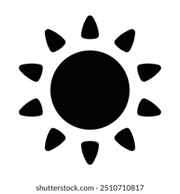 Simples ícone sólido do Sun. O ícone pode ser usado para sites, modelos de impressão, modelos de apresentação, ilustrações, etc	