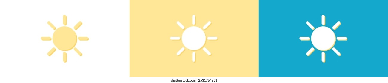 Simple sun symbol. Isolated graphic illustration weather hot. Summer. Sunshine sign. Sunlight set icon in vector design