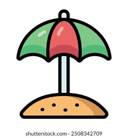 Simple Sun Umbrella colorful icon. The icon can be used for websites, print templates, presentation templates, illustrations, etc