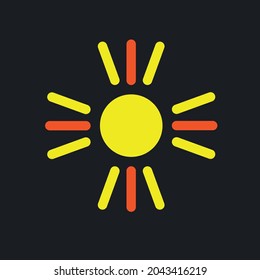 Una simple obra vectorial de sol sobre fondo gris oscuro
