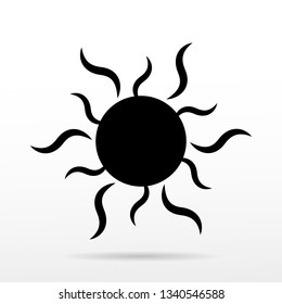 Simple sun vector icon on white background.