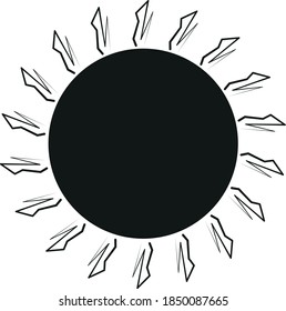 Simple sun vector icon on white background.