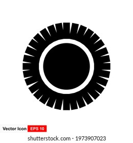 Simple sun vector icon on white background.
