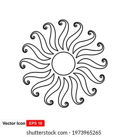 Simple sun vector icon on white background.