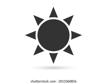Simple sun vector icon on white background.