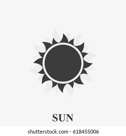 Simple sun vector icon on white background.