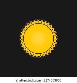 Simple sun vector icon. Summer icon, small rays. Stock vector illustration isolated on black background.