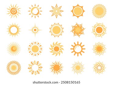 Conjunto de elementos de Ilustración vectorial solar simple