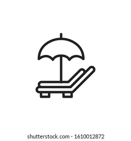 Simple sunbed line icon. Stroke pictogram. Vector illustration isolated on a white background. Premium quality symbol. Vector sign for mobile app and web sites.