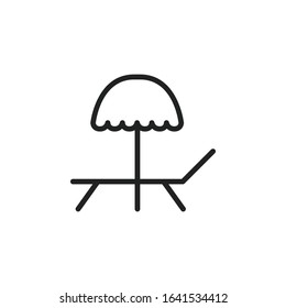 Simple sunbed line icon. Stroke pictogram. Vector illustration isolated on a white background. Premium quality symbol. Vector sign for mobile app and web sites.