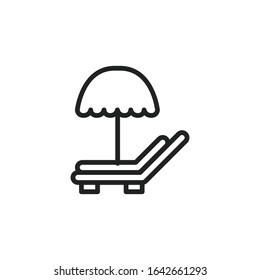 Simple sunbed line icon. Stroke pictogram. Vector illustration isolated on a white background. Premium quality symbol. Vector sign for mobile app and web sites.