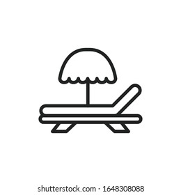 Simple sunbed line icon. Stroke pictogram. Vector illustration isolated on a white background. Premium quality symbol. Vector sign for mobile app and web sites.