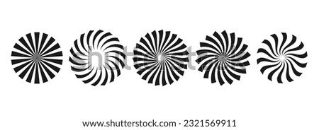 Simple sunburst circles collection. Black radial stripe elements pack. Set of round rays and beams. Geometric stars pack. Vector illustration concept for banner, badge, sticker, poster.