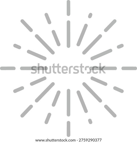 A simple sunburst graphic featuring radiating lines emanating from a central point, creating a stylized design element.