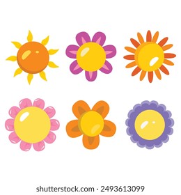 Conjunto simple del Clipart del diseño del girasol