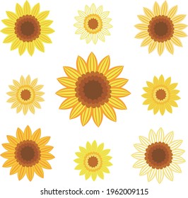 Conjunto de iconos de girasol simple