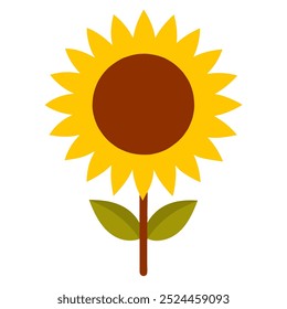 Einfaches Sonnenblumensymbol einzeln auf weißem Hintergrund