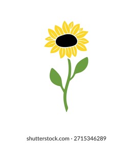 Ilustración simple del girasol en estilo minimalista plano aislado en el fondo blanco