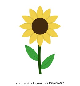Ilustración vectorial de girasol simple. Perfecto para materiales educativos, proyectos infantiles, pegatinas, productos de Impresión a la carta, tarjetas de felicitación y gráficos temáticos de la naturaleza.