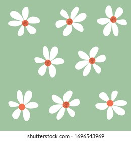 Simple sunflowers with green colors. Vector sunflowers. Green and white flowers color.