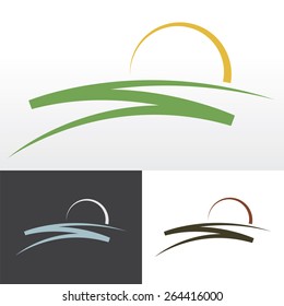 Simple sunrise design for logo, emblem or sign. 