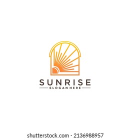 simple sunrise logo template in white background