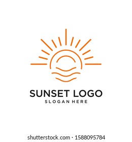 simple sunrise or sunset logo icon