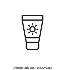 Simple sunscreen line icon. Stroke pictogram. Vector illustration isolated on a white background. Premium quality symbol. Vector sign for mobile app and web sites.