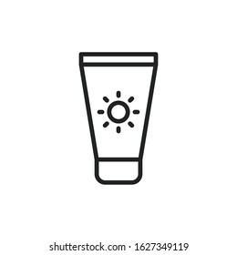 Simple sunscreen line icon. Stroke pictogram. Vector illustration isolated on a white background. Premium quality symbol. Vector sign for mobile app and web sites.