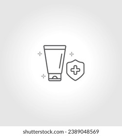 Icono de línea de protección solar simple. Pictograma de paro. Ilustración vectorial aislada en un fondo gris. Símbolo de calidad superior. Firma vectorial para aplicaciones móviles y sitios web.
