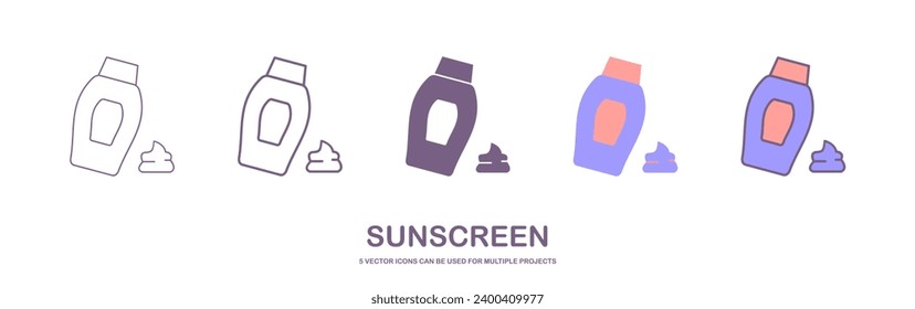 Simple sunscreen line icon. Stroke pictogram. Vector illustration isolated on a white background. Premium quality symbol. Vector sign for mobile app