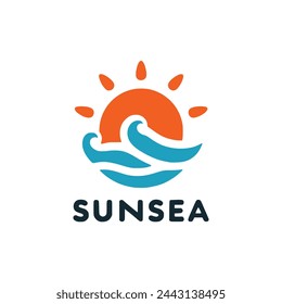 simple sunsea nature outdoor logo vector illustration template design