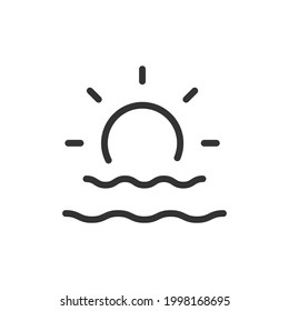 Simple sunset line icon. Premium symbol in stroke style. Design of sunset icon. Vector illustration.
