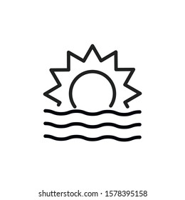 Simple sunset line icon. Stroke pictogram. Vector illustration isolated on a white background. Premium quality symbol. Vector sign for mobile app and web sites.