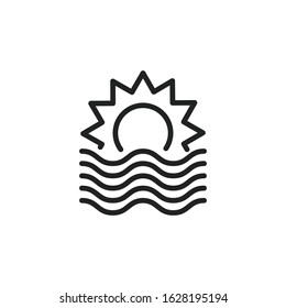 Simple sunset line icon. Stroke pictogram. Vector illustration isolated on a white background. Premium quality symbol. Vector sign for mobile app and web sites.
