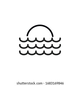 Icono de línea de puesta de sol simple. Pictograma de trazo. Ilustración vectorial aislada en un fondo blanco. Símbolo de calidad superior. Signo de vector para aplicaciones móviles y sitios web.