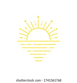 Simple sunset line icon. Stroke pictogram. Vector illustration isolated on a white background. Premium quality symbol. Vector sign for mobile app and web sites.