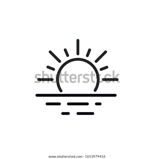 Simple Sunset Line Icon Stroke Pictogram Stock Vector (Royalty Free ...