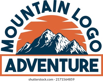 simple sunset mountain logo concept design.