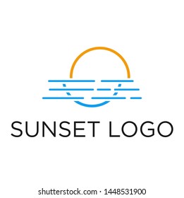 simple sunset outline logo design