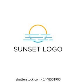 simple sunset outline logo design