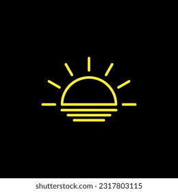 simple sunset outline logo icon vector
