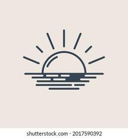 Simple sunset, sunrise icon. Weather sign concept. Vector illustration, EPS 10