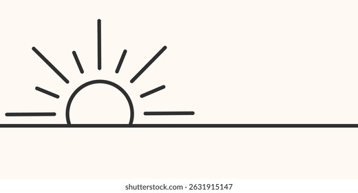 Simple Sunset, Sunrise Minimalist Line Art Graphic Design Illustration, background design