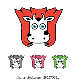 Simple super cow  logo design template