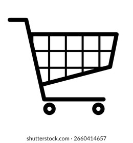 Símbolo de carrinho de supermercado simples. Ilustração vetorial, isolada em fundo transparente.