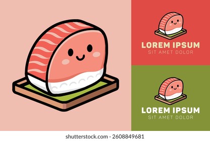 Simple Sushi Roll Cartoon Logo in Japanese Style