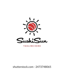 simple sushi sun logo icon. modern vector graphic on isolated background flat illustration