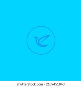 simple swallow logo illustration on blue background